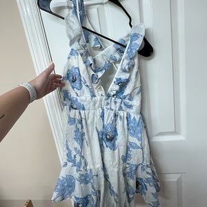 GORGEOUS blue and white romper, never worn!!